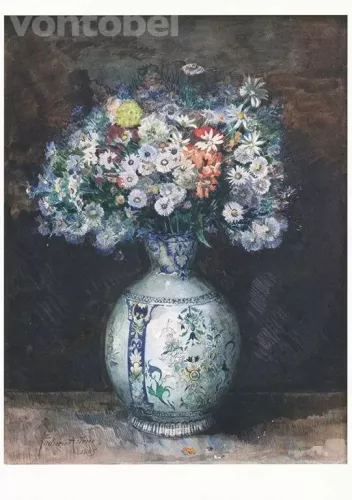 Chryanthemums in a large Faience Vase from Rouen (1885), Postcard