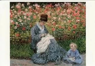 Camille Monet with a Child in the Garden (1875), Postcard