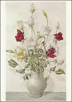 Roses in a Vase, Postcard