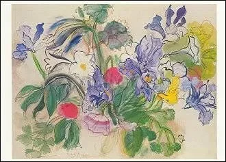 Bouquet of Irises and Red Poppies (c. 1948), Postcard
