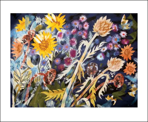 Sunflowers and Michaelmas Daisies, Greeting Card