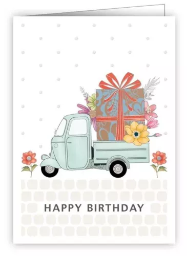 Happy Birthday Present Car, Mini Card