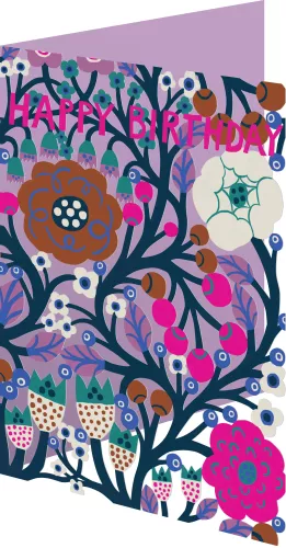 Purple Fairytale Flowers Lasercut Card