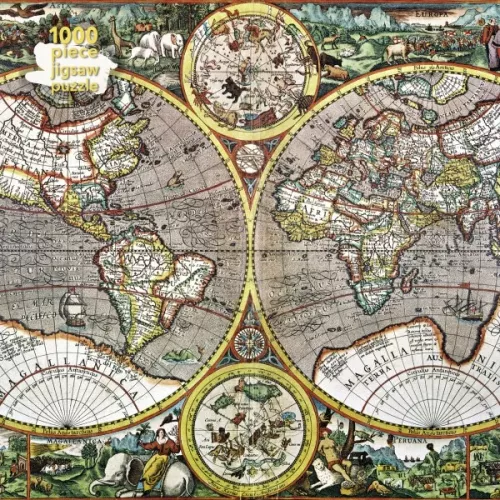Pieter van den Keere: Antique Map of the World, (1000 pieces)
