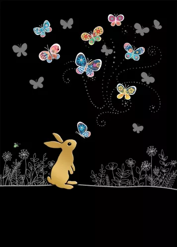 Rabbit Butterflies, Greeting Card
