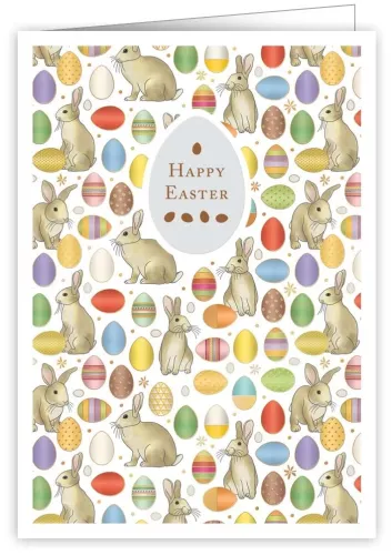 Easter Bunnies and Eggs, Greeting Card