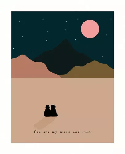 Bears & Night Sky, Greeting Card