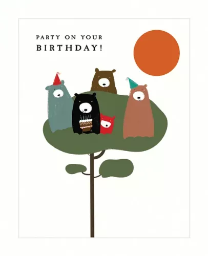 Bears In Tree, Greeting Card