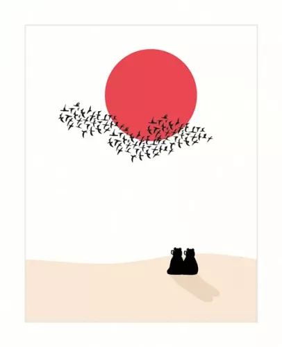 Bears & Flock Of Birds, Greeting Card