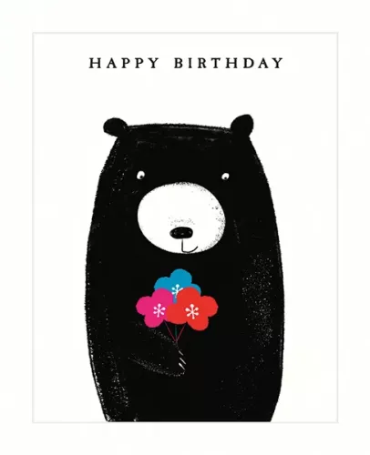 Bear & Flowers, Greeting Card