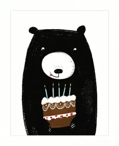 Bear & Cake, Greeting Card