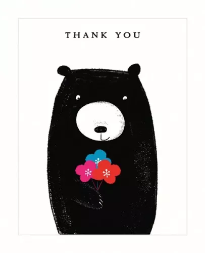 Bear Thank You Flowers, Greeting Card