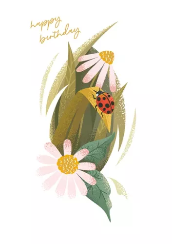 Ladybird & Flowers, Greeting Card