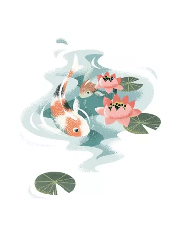 Koi & Lilypads, Greeting Card