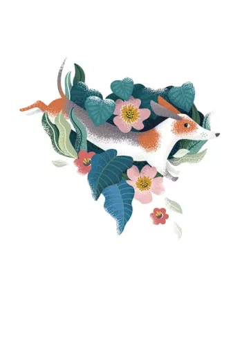 Dachshund In Leaves, Greeting Card