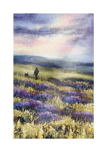 Purple Heather & Hills, Greeting Card