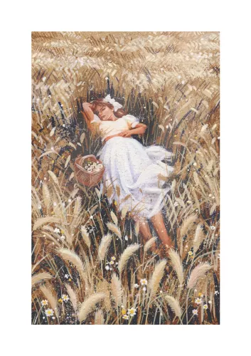 Girl In Barley , Greeting Card