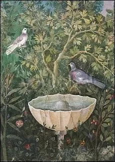 Fountain and Birds (Details of a fresco, Pompeii), Postcard