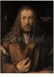 Self-Portrait with fur lined coat (1500), Postcard