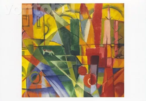 Landscape with House, Dog and Cow (1914), Greeting card