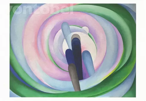 Grey, Blue & Black - Pink Circle (1929), Greeting card
