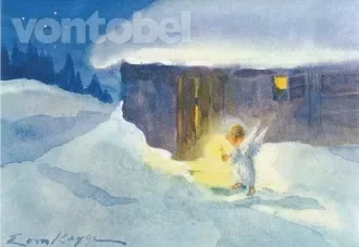 An Angel trudges through the Snow in the Candlelight (IN DEUTSCHLAND EXKLUSIV ÜBER TAURUS KUNSTKARTEN), Greeting card