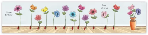 Happy Birthday, Flowers & Ladybug, Greeting Card