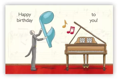 Happy Birthday, Surprise, Piano, Greeting Card