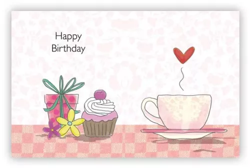 Happy Birthday, Cup Cake Buffet, Greeting Card