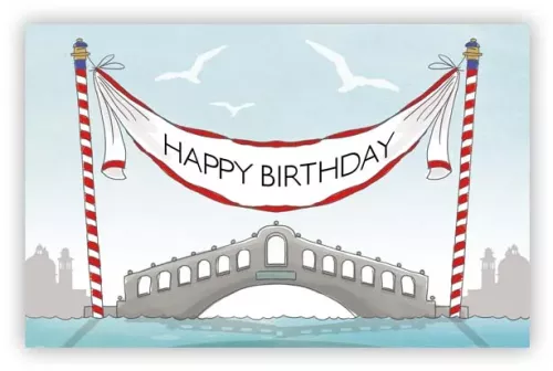 Happy Birthday, Musicians in Venice, Greeting Card