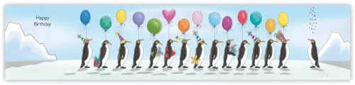 Happy Birthday, Penguins & Balloons, Greeting Card