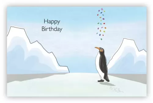 Happy Birthday, Penguins & Balloons, Greeting Card