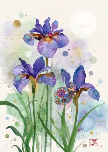 Purple Irises, Greeting Card