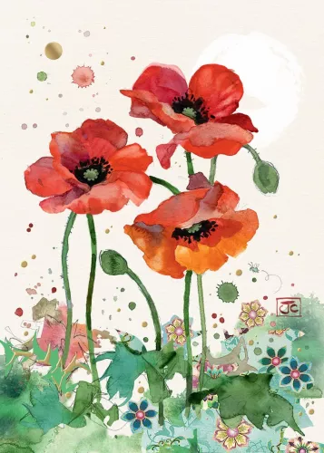 Three Red Poppies, Greeting Card