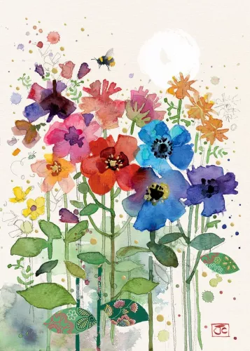 Rainbow Flowers, Greeting Card
