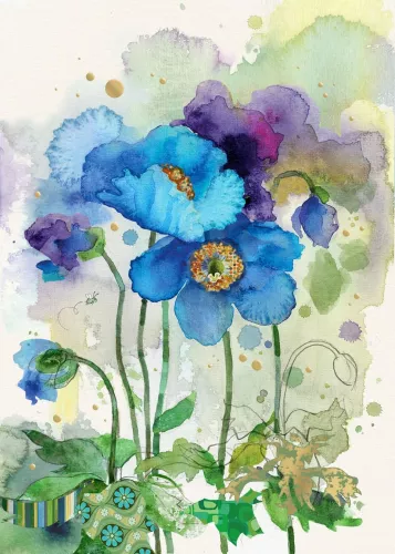 Blue Poppies, Greeting Card