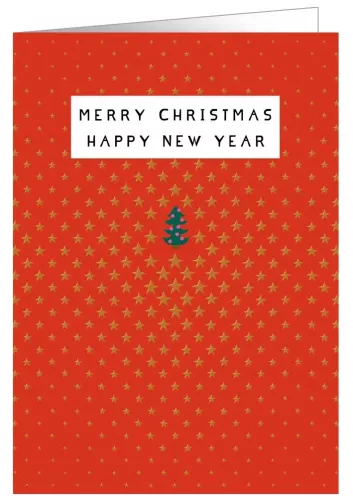 Stars Around Tree, Pretty in Print, Greeting Card