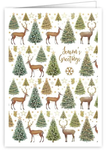 Deers and Golden Details, Xmas. Greeting Card
