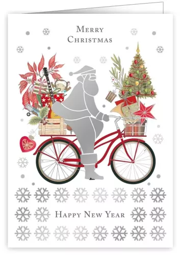 Santa Biking, Greeting Card