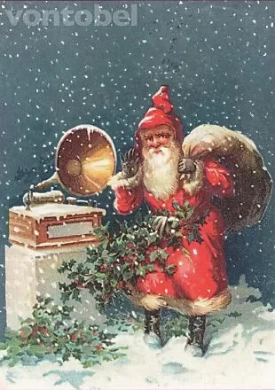 Father Christmas With a Grammophone (c. 1905), Postcard