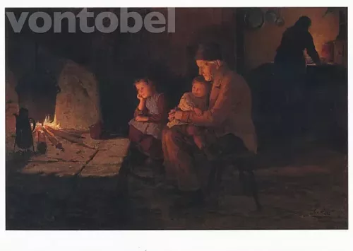 With the Grandparents (1892), Postcard