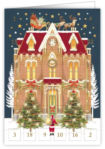 Santa in Front of Manor, Advent Calendar