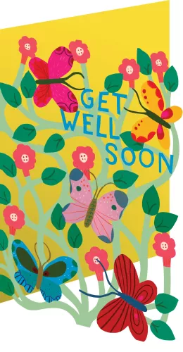 Get Well Butterflies Lasercut Card