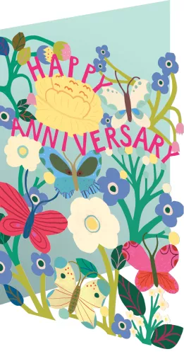 Bright Butterflies Anniversary Lasercut Card