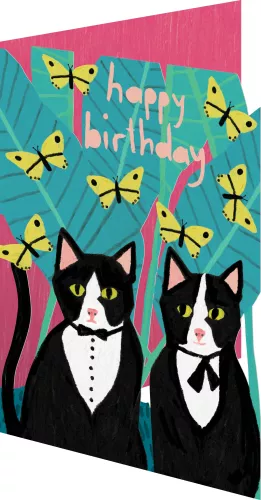 Two Cats in Shirts Lasercut Card