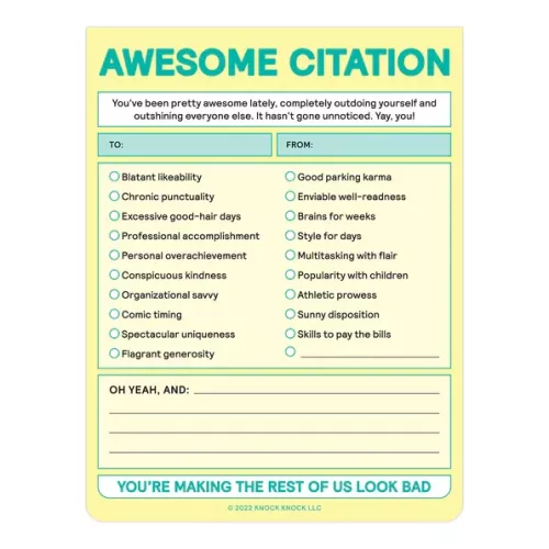 Awesome Citation Nifty Note Pad (Pastel Version)
