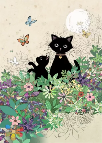 Garden Kitties, Greeting Card