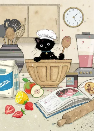 Chef Kitty, Greeting Card