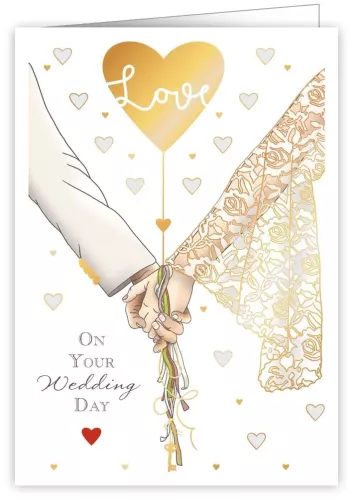 Bridal couple holding hands, Greeting Card