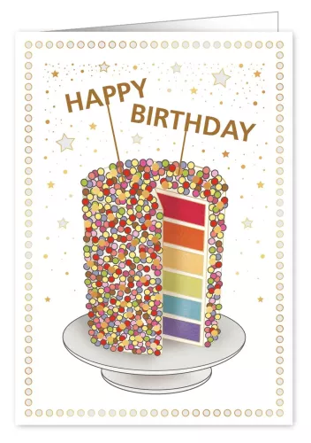 Rainbow Birthday Cake, Extra Large Greeting Card